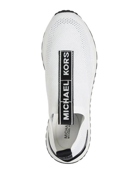 michael michael kors bodie logo embossed stretch knit slip-on trainer|michael kors slip on.